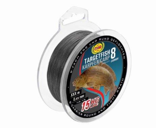 WFT Target Fish 8 - 8fach geflochten - Targetfish Karpfen und Grundangeln Schwarz 300m - 0,19 - 13kg